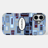 Coques Case-Mate iPhone Rectangles rétro bleus et gris (Verso (horizontal))