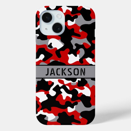 Coques Case-Mate iPhone Red and Black Camouflage Personalized (Verso)
