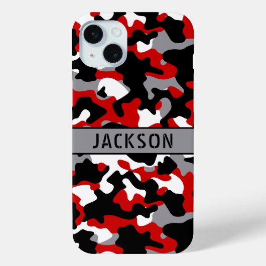 Coques Case-Mate iPhone Red and Black Camouflage Personalized (Verso)