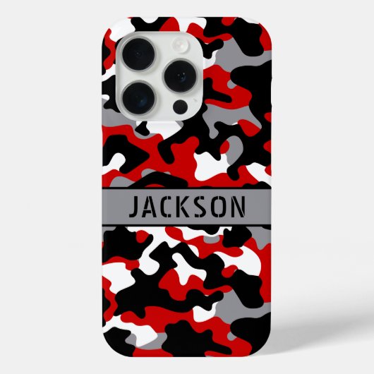 Coques Case-Mate iPhone Red and Black Camouflage Personalized (Verso)