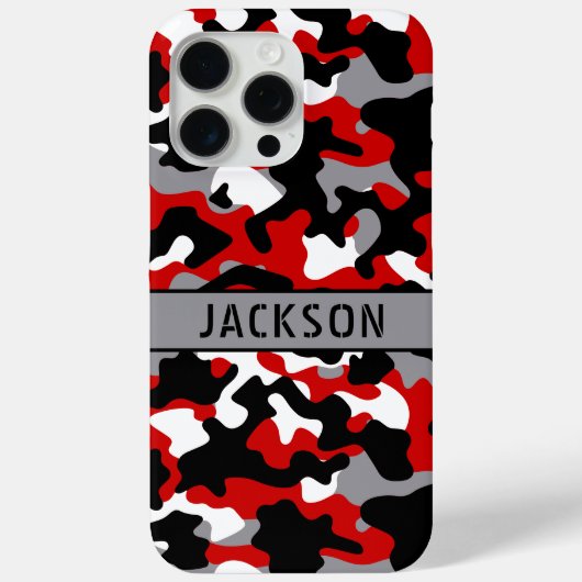 Coques Case-Mate iPhone Red and Black Camouflage Personalized (Verso)