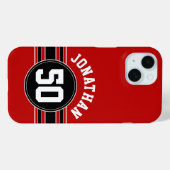 Coques Case-Mate iPhone Red and Black Team Jersey Fan Gear Nom Numéro (Verso (horizontal))