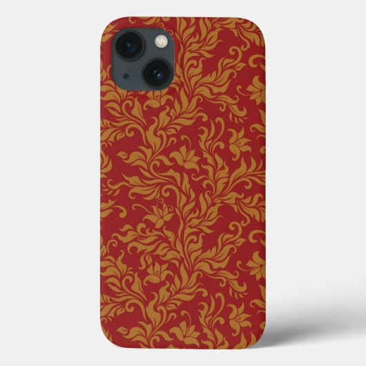 Coques Case-Mate iPhone Red and Gold Floral Pattern (Verso)