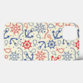 Coques Case-Mate iPhone Red and navy background with anchor (Verso (horizontal))