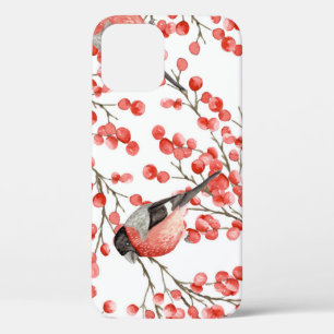 Case-Mate iPhone Case Red Berries Bullfinches Motif aquarelle