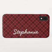 Coques Case-Mate iPhone Red Black Tartan Plaid (Dos (Horizontal))