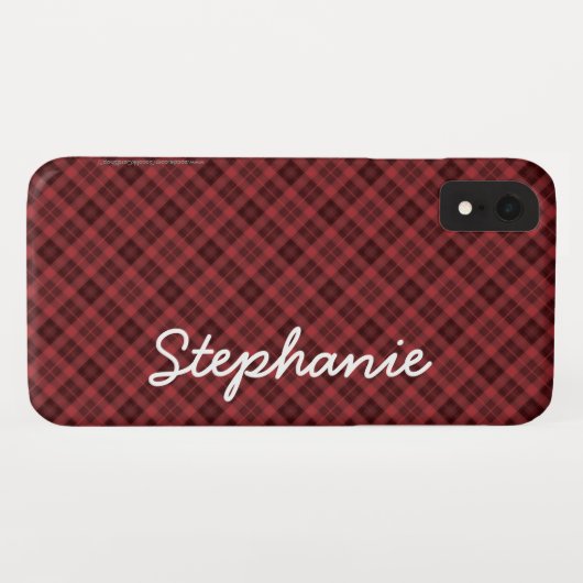 Coques Case-Mate iPhone Red Black Tartan Plaid (Dos (Horizontal))