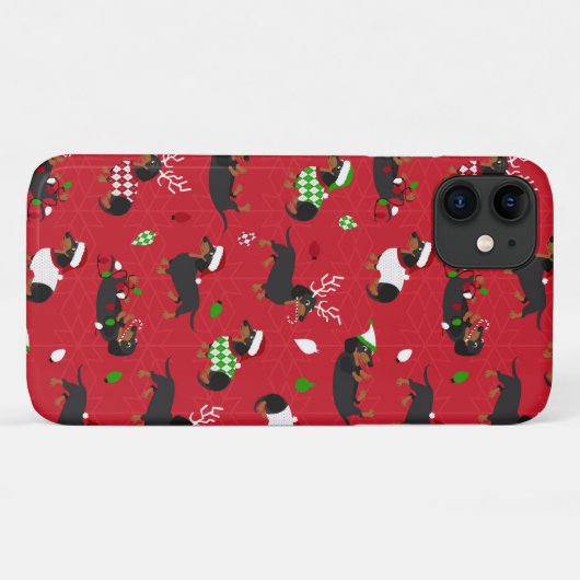 Coques Case-Mate iPhone Red Dachshunds de Noël (Dos (Horizontal))