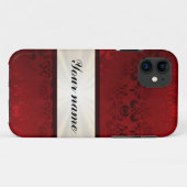 Coques Case-Mate iPhone Red damask and ribbon (Dos (Horizontal))