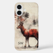 Coques Case-Mate iPhone Red Deer Dans La Forêt Monogrammé (Verso)