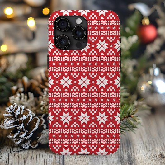 Coques Case-Mate iPhone Red Fair Isle Motif de Noël