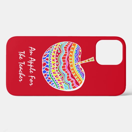 Coques Case-Mate iPhone Red Folk Art Apple Enseignant (Verso (horizontal))