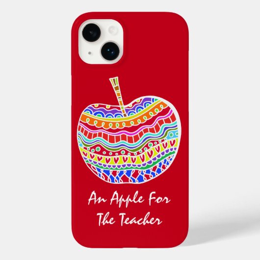 Coques Case-Mate iPhone Red Folk Art Apple Enseignant (Verso)