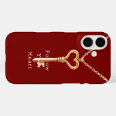 Coques Case-Mate iPhone Red Gold Heart Chain (Verso (horizontal))