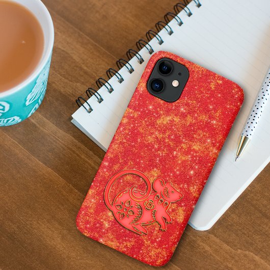 Coques Case-Mate iPhone Red Gold Lunar Chinese New Year Zodiac Rat