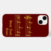 COQUES Case-Mate iPhone RED GOLD MUSIC NOTES MEILLEUR PAPA JAMAIS TREBLE B (Verso (horizontal))
