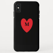 Coques Case-Mate iPhone Red Heart Monogramme Nom initial Cool noir (Dos)