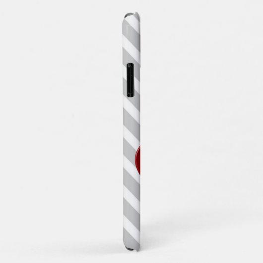 Coques Case-Mate iPhone Red Heart on Grey Chevron Stripe Téléphone Case (Dos/Droite)