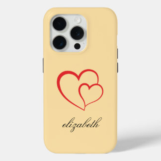 Coque iPhone 15 Pro red heart shape colorful background personalized