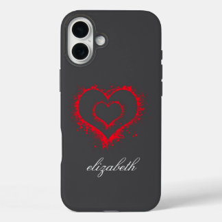Coques iPhone 16 Plus red heart shape colorful background personalized