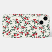 Coques Case-Mate iPhone Red Holly Berries feuilles de la feuille verte (Verso (horizontal))