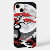 Coques Case-Mate iPhone red leaves and full moon (Verso)
