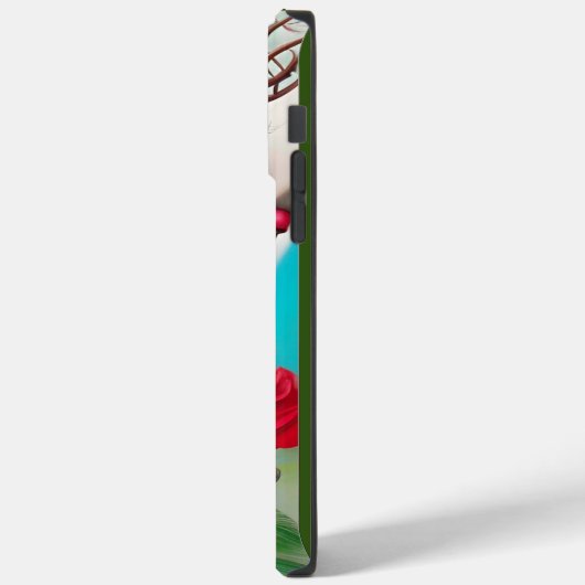 Coques Case-Mate iPhone Red Lips et Rose Peacock Abstrait (Verso / Gauche)