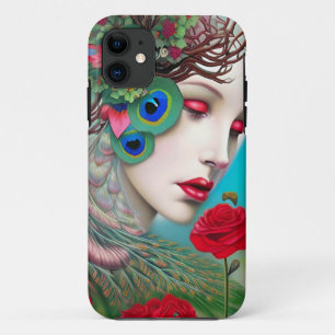 Case-Mate iPhone Case Red Lips et Rose Peacock Abstrait