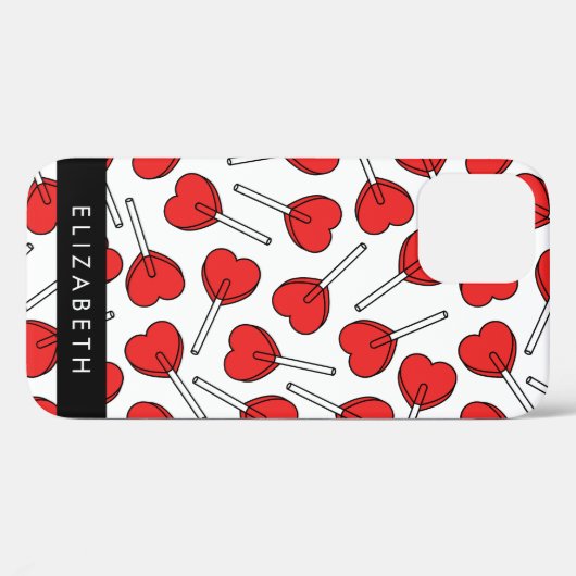 Coques Case-Mate iPhone Red Lollipops, Heart Lollipops, Lolly, Your Name (Verso (horizontal))