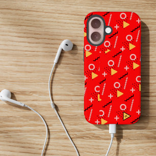 Coques iPhone 16 Red Memphis Monogram Coque-coque iphone Mate