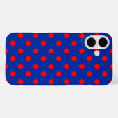 Coques Case-Mate iPhone Red On Blue Polka Dots Pattern Design (Verso (horizontal))