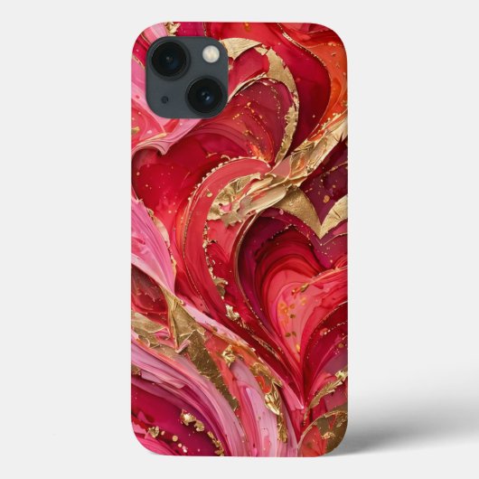 Coques Case-Mate iPhone Red & Pink Marble Gold iPhone 13 Case (Verso)