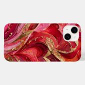 Coques Case-Mate iPhone Red & Pink Marble Gold iPhone 14 Case (Verso (horizontal))