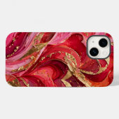 Coques Case-Mate iPhone Red & Pink Marble Gold iPhone 14 Case (Verso (horizontal))