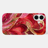 Coques Case-Mate iPhone Red & Pink Marble Gold iPhone 16 Case (Verso (horizontal))