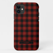 Coques Case-Mate iPhone Red Plaid moderne hiver Noël Nom Motif (Dos)