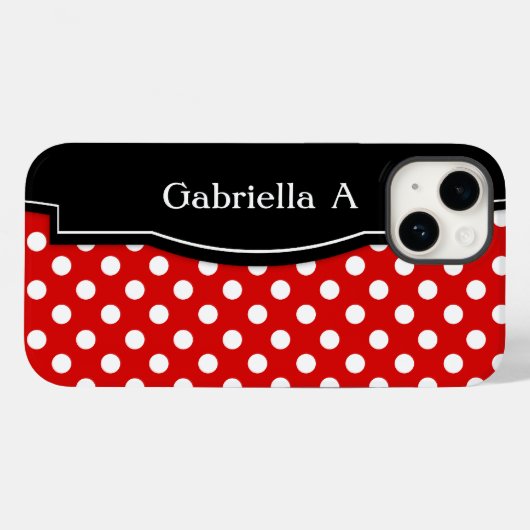 Coques Case-Mate iPhone Red Polka Dot Black Frame (Verso (horizontal))