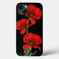 Red Poppies Vintage Botanique