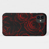 Coques Case-Mate iPhone Red Roses Arrière - plan noir (Dos (Horizontal))