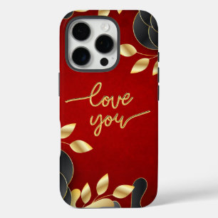 Coques iPhone 16 Pro Red Valentine's Day Vous Aimez Avec Cadre Floral