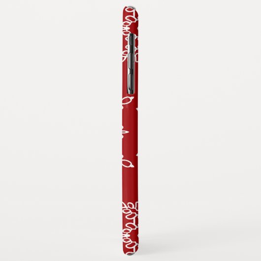 Coques Case-Mate iPhone Red White Snowflics Noël de Noël Monogramme (Dos/Gauche)