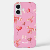 Coques Case-Mate iPhone Red White Valentine Bows and Heart Balloons (Verso)