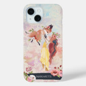 Coques Case-Mate iPhone Redhead Girl & Baby Fox Nom personnalisé (Verso)
