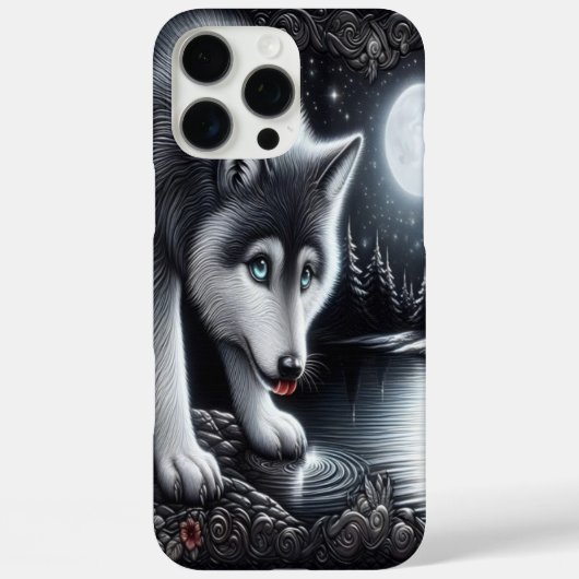 Coques Case-Mate iPhone Reflet du loup blanc au clair de lune (Verso)