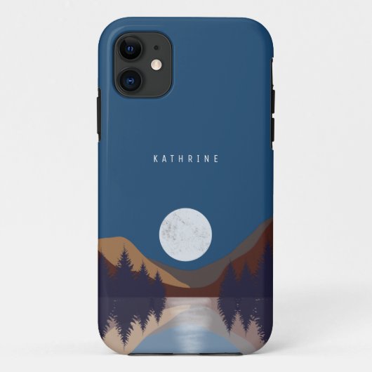 Coques Case-Mate iPhone Réflexion de la lune de la forêt Abstraite rustiqu (Dos)