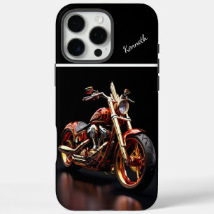 Coques iPhone 16 Pro Max Réflexion de moto d'or