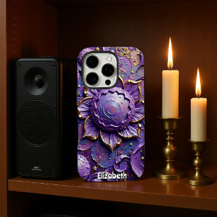 Coques iPhone 16 Pro Regal Violet Floral Art Abstrait