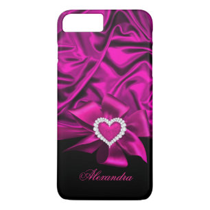 Coques Pour iPhone Regard élégant en soie rose foncé noir cœur bijou