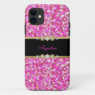 Coques Pour iPhone Regard Élégant Pailleté Rose Noir Or
