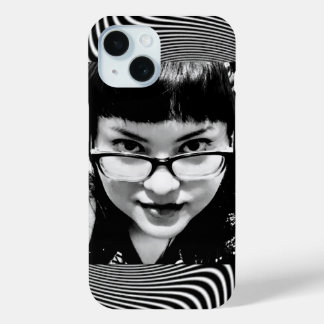 Coque Pour iPhone 15 regard hypnotique en noir et blanc